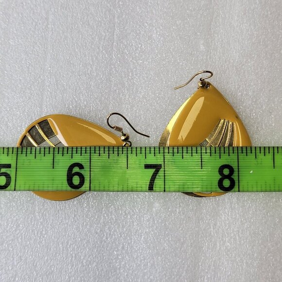 Enamel Yellow Oval Earrings- New with Tags - Picture 8 of 11